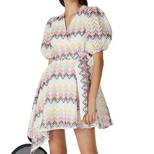 N12H Alice Summer Casual Colorful Chevron Wrap Asymmentrical Dress